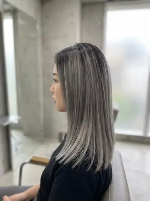 Student work - Ash Grey shadow roots hair colouring